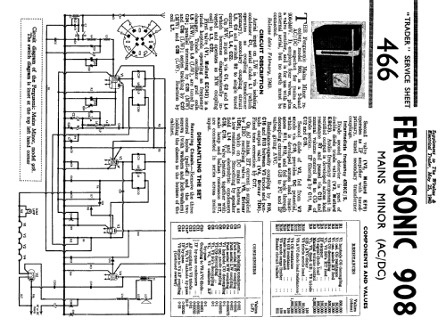 Fergusonic Mains Minor 908; Ferguson Brand, (ID = 1308152) Radio