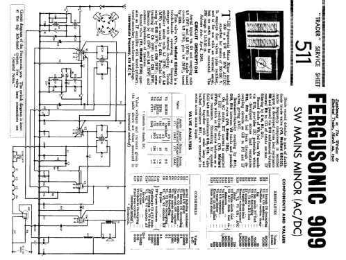 Fergusonic Mains Minor 909; Ferguson Brand, (ID = 1046945) Radio