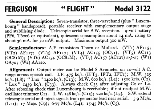 Flight 3122; Ferguson Brand, (ID = 774531) Radio