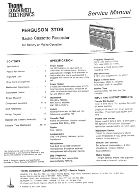 Stereo Radio Cassette Recorder 3T09; Ferguson Brand, (ID = 2806011) Radio