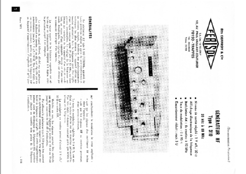 Générateur HF L310; Ferisol; Paris (ID = 1410055) Ausrüstung