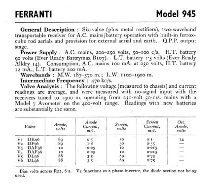 945; Ferranti, GB (ID = 548396) Radio