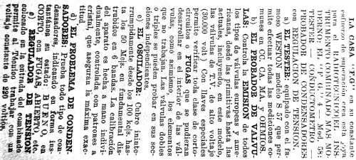 Instrumento Combinado - Probador de Valvulas F.G.4; FG F.G., F. Gómez, (ID = 2579989) Ausrüstung