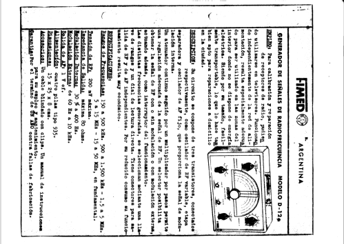 Generador de Radiofrecuencia D-12; Fimed; Buenos Aires (ID = 1178958) Equipment