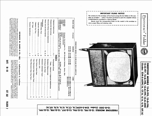 13-G-196 Code 334-5-A59U/B ; Firestone Tire & (ID = 1924614) Télévision