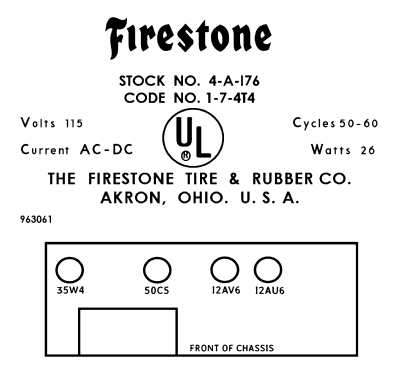 4-A-176 Code 1-7-4T4; Firestone Tire & (ID = 3056699) Radio