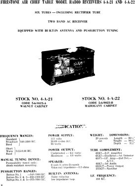 Air Chief 4-A-21 'Adam' Code 5-5-9001A; Firestone Tire & (ID = 3116345) Radio