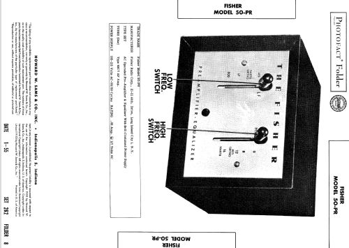 Preamplifier-Equalizer 50-PR; Fisher Radio; New (ID = 568268) Ampl/Mixer