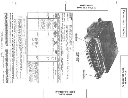 8072 8A-18805-A; Ford Motor Co. (ID = 1389313) Car Radio