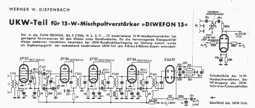 Mischpultverstärker Diwefon 15/55; Funk-Technik, Labor (ID = 1197313) Kit