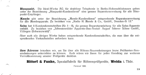 Einheitsprüfgerät Radiomechanik W10; Funke, Max, Weida/Th (ID = 2043385) Equipment