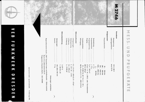 Prüfgenerator M2746; Funkwerk Dresden, (ID = 1136744) Equipment