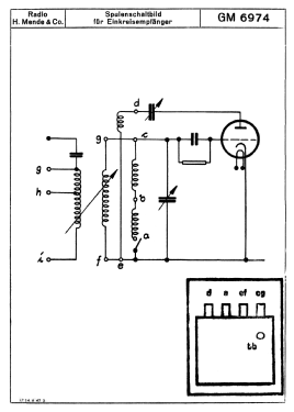 Spulensatz für Einkreisempfänger GM6974; Mende - Radio H. (ID = 2807155) Radio part