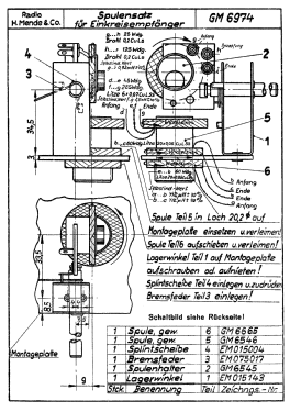 Spulensatz für Einkreisempfänger GM6974; Mende - Radio H. (ID = 2807156) Radio part