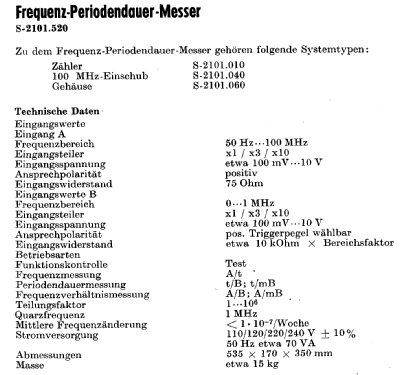 Frequenz-Periodendauermesser S-2101.520; Funkwerk Erfurt, VEB (ID = 1884313) Equipment