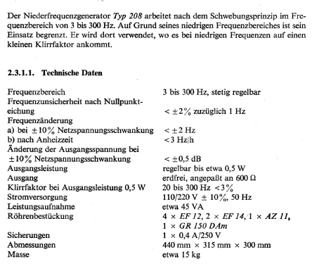 Niederfrequenzgenerator 208; Funkwerk Erfurt, VEB (ID = 847710) Equipment