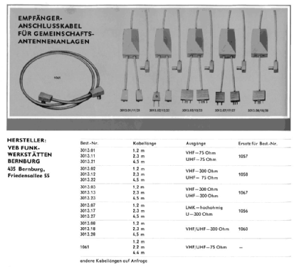 Empfängeranschlusskabel mit Weiche LMK/UKW 3013.17 ; Funkwerkstätten (ID = 1714993) Altri tipi