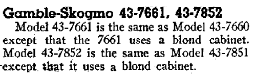 43-7661 ; Gamble-Skogmo, Inc.; (ID = 364330) Radio