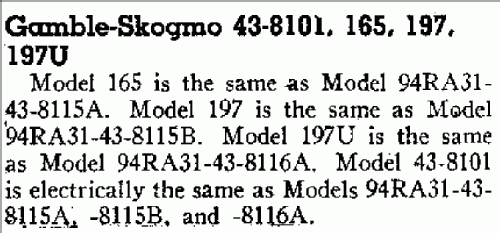 43-8101 ; Gamble-Skogmo, Inc.; (ID = 364956) Radio