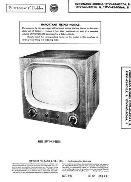 Coronado 15TV1-43-9016A; Gamble-Skogmo, Inc.; (ID = 3030794) Television