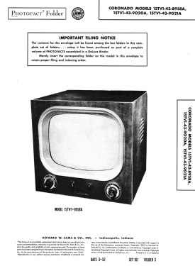 Coronado 15TV1-43-9020B; Gamble-Skogmo, Inc.; (ID = 3029136) Television