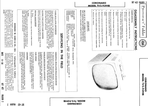 Coronado TV2-9394B ; Gamble-Skogmo, Inc.; (ID = 914645) Télévision