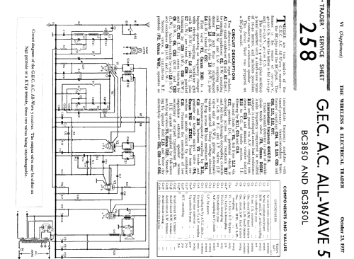 AC All-Wave 5 BC3850; GEC, General (ID = 1038982) Radio