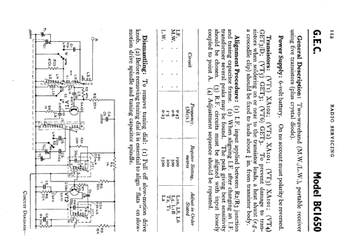 Transistor Six BC1650; GEC, General (ID = 575237) Radio