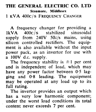 Frequency Changer E190; GEC, General (ID = 2729887) Power-S