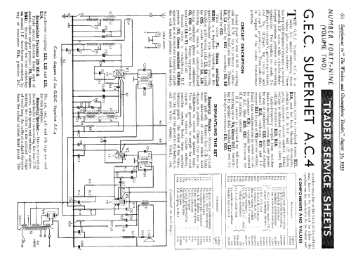 Superhet A.C.4 BC3640; GEC, General (ID = 1015626) Radio