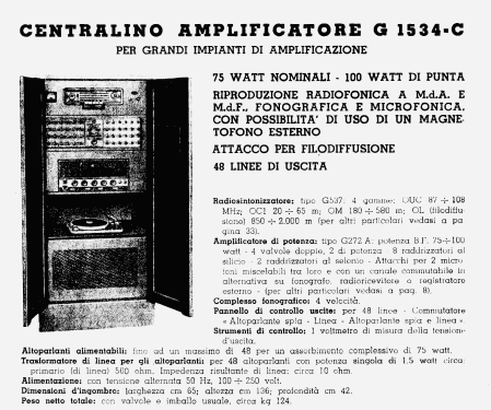 Centralino Amplificatore G 1534-C; Geloso SA; Milano (ID = 2990827) Radio