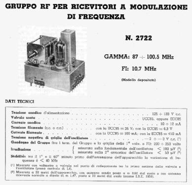 Gruppo Alta Frequenza per Modulazione di Frequenza 2722; Geloso SA; Milano (ID = 3007534) mod-past25