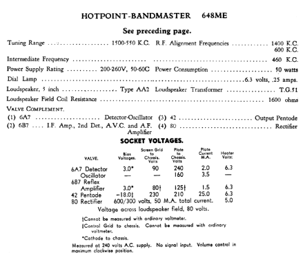 Hotpoint-Bandmaster 648ME; Australian General (ID = 713663) Radio
