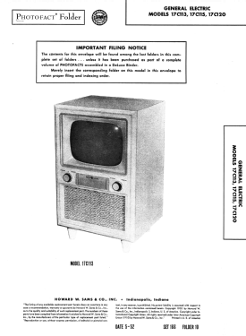 17C113; General Electric Co. (ID = 3046280) Television