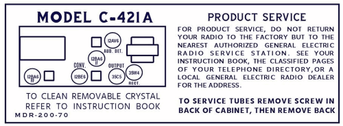 C421A ; General Electric Co. (ID = 3097137) Radio