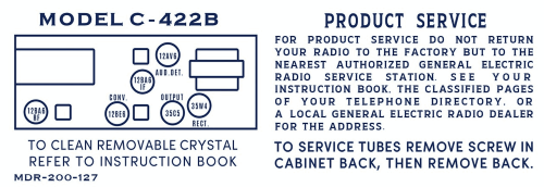 C422B ; General Electric Co. (ID = 3052769) Radio