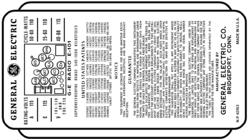 Colorama E-101 ; General Electric Co. (ID = 3139809) Radio