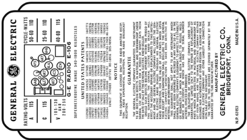 Colorama E-106 ; General Electric Co. (ID = 3139811) Radio