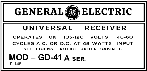 GD41 ; General Electric Co. (ID = 3044860) Radio