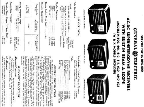 H-600X ; General Electric Co. (ID = 1116884) Radio