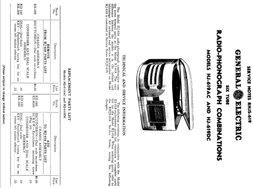 HJ-619 AC ; General Electric Co. (ID = 1127978) Radio