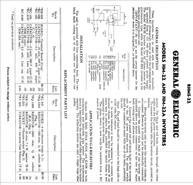 HM-22A ; General Electric Co. (ID = 1129227) Power-S