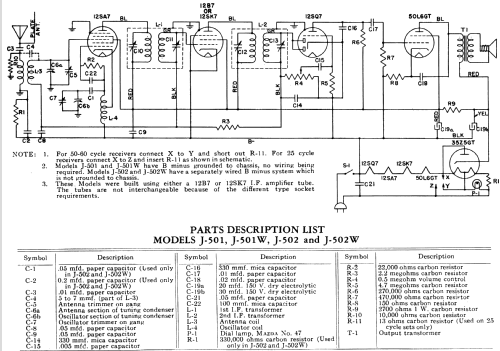 J-501W ; General Electric Co. (ID = 1129565) Radio