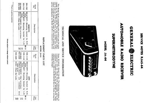 JA-64 ; General Electric Co. (ID = 168958) Car Radio