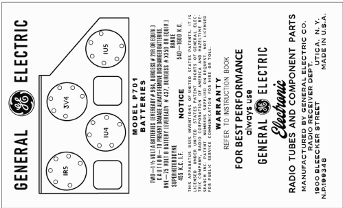 P-701; General Electric Co. (ID = 3045845) Radio