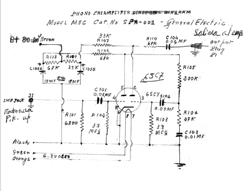 Phono Preamplifier M5C; General Electric Co. (ID = 2520149) Ampl/Mixer