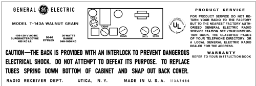 T143A ; General Electric Co. (ID = 3051509) Radio