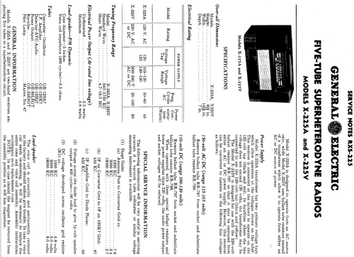 X-225V ; General Electric Co. (ID = 1134455) Radio