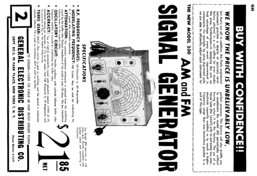 AM and FM Signal Generator 200; General Electronic (ID = 1892482) Equipment