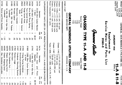 Grunow 1162 Ch= 11-A; General Household (ID = 681763) Radio